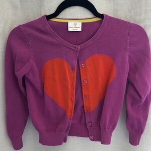 Hanna Andersson Purple Sweater with Red Heart Design 130